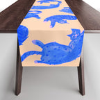 Sleepy Cozy Kitty Cats in Blue & Pink Table Runner Gallery Image 1