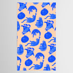 Sleepy Cozy Kitty Cats in Blue & Pink Tablecloth Gallery Image 2