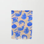 Sleepy Cozy Kitty Cats in Blue & Pink Wall Hanging Gallery Image 1