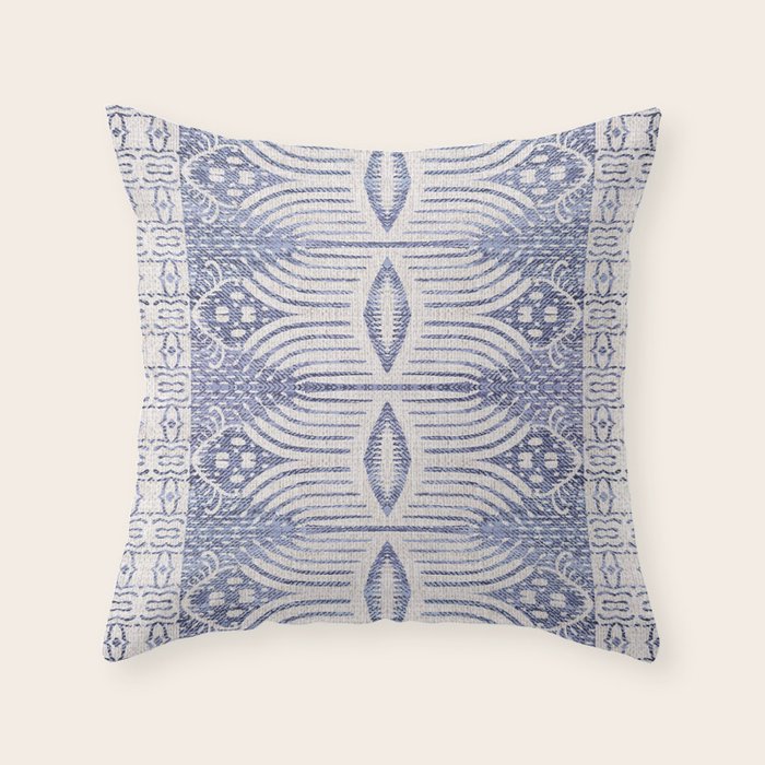 FRENCH LINEN TRIBAL IKAT Throw Pillow Gallery Image 1