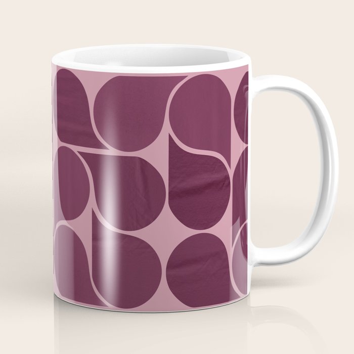 Elegant Burgundy Teardrop Pattern on Mauve Coffee Mug Gallery Image 1