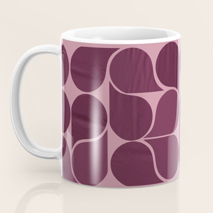 Elegant Burgundy Teardrop Pattern on Mauve Coffee Mug Gallery Image 3