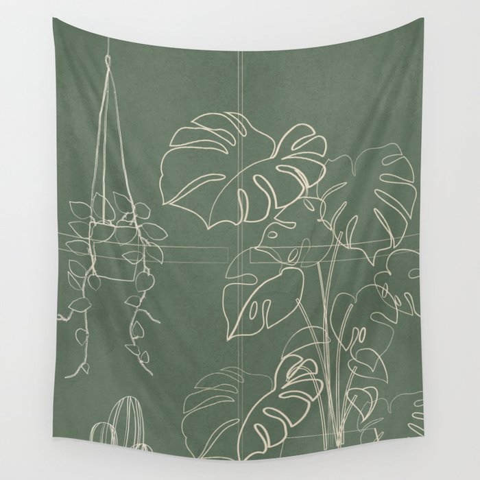 Minimal Window With Potted Plants 2 Wall Tapestry Gallery Image 1