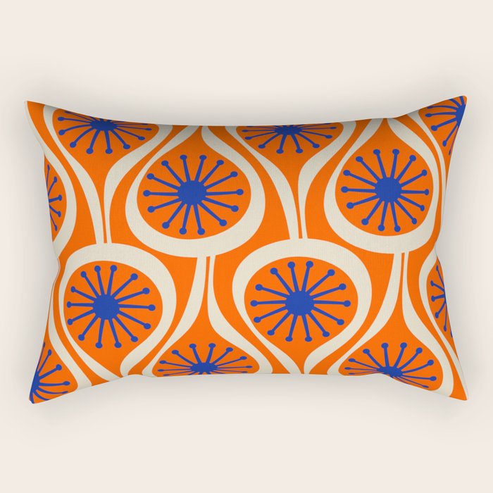 Mid Century Modern Atomic Drops Bright Retro Orange Blue Beige Pattern Rectangular Pillow Gallery Image 2