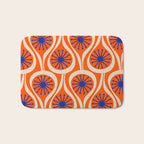 Mid Century Modern Atomic Drops Bright Retro Orange Blue Beige Pattern Bath Mat Gallery Image 1