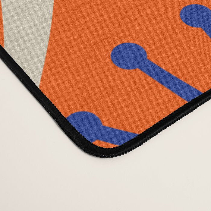 Mid Century Modern Atomic Drops Bright Retro Orange Blue Beige Pattern Desk Mat Gallery Image 4