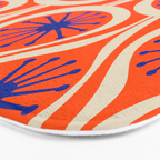Mid Century Modern Atomic Drops Bright Retro Orange Blue Beige Pattern Bath Mat Gallery Image 3