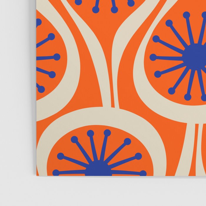 Mid Century Modern Atomic Drops Bright Retro Orange Blue Beige Pattern Poster Gallery Image 3