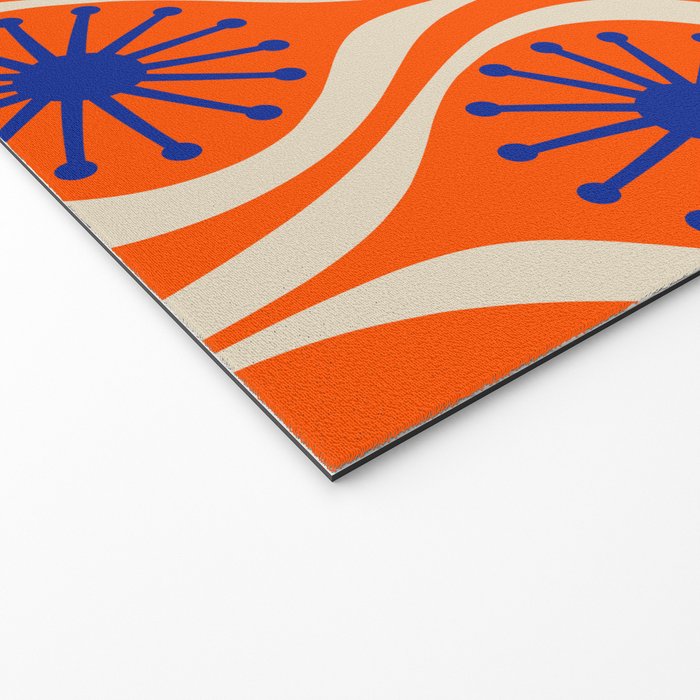 Mid Century Modern Atomic Drops Bright Retro Orange Blue Beige Pattern Welcome Mat Gallery Image 2