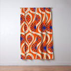 Mid Century Modern Atomic Drops Bright Retro Orange Blue Beige Pattern Window Curtain Gallery Image 3