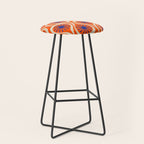 Mid Century Modern Atomic Drops Bright Retro Orange Blue Beige Pattern Stool Gallery Image 1