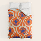 Mid Century Modern Atomic Drops Bright Retro Orange Blue Beige Pattern Comforter Gallery Image 6
