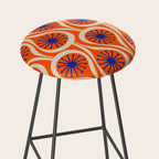 Mid Century Modern Atomic Drops Bright Retro Orange Blue Beige Pattern Stool Gallery Image 2