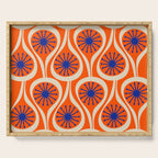 Mid Century Modern Atomic Drops Bright Retro Orange Blue Beige Pattern Serving Tray Gallery Image 1