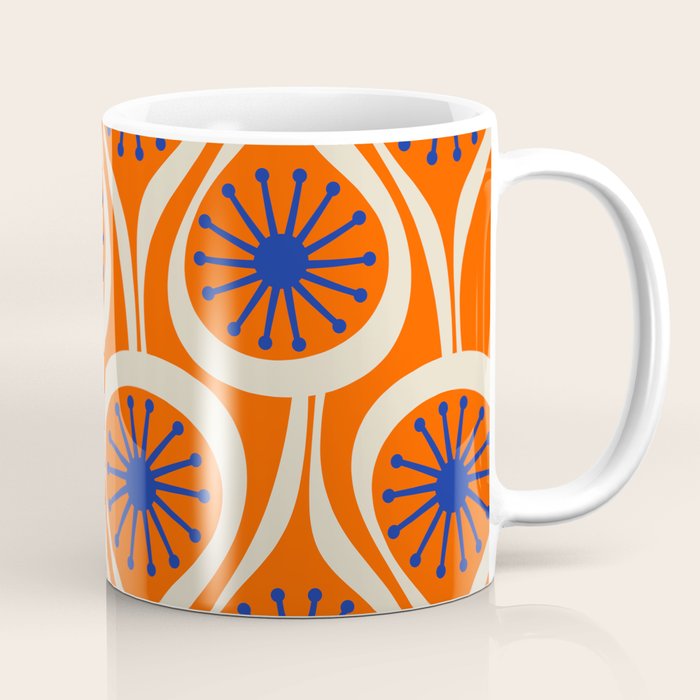 Mid Century Modern Atomic Drops Bright Retro Orange Blue Beige Pattern Coffee Mug Gallery Image 1