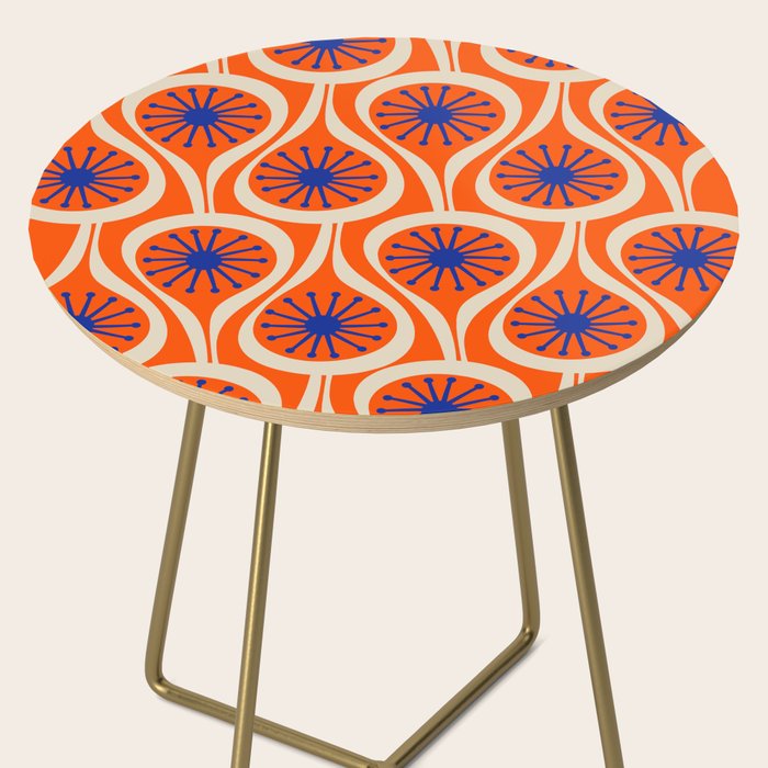 Mid Century Modern Atomic Drops Bright Retro Orange Blue Beige Pattern Side Table Gallery Image 2
