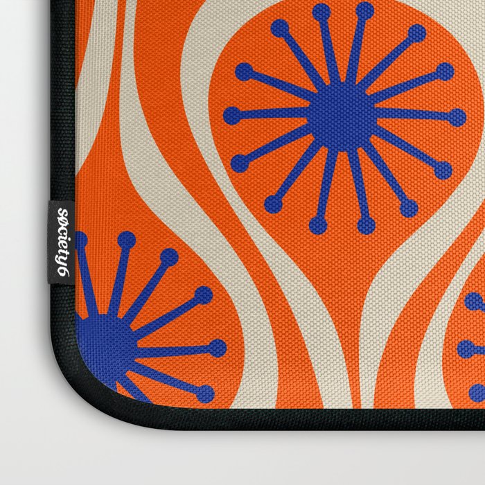 Mid Century Modern Atomic Drops Bright Retro Orange Blue Beige Pattern Laptop Sleeve Gallery Image 3