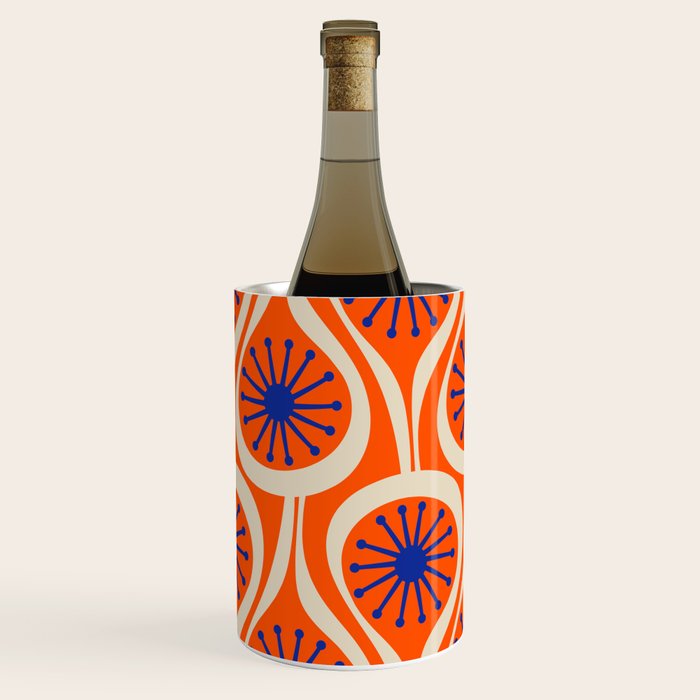 Mid Century Modern Atomic Drops Bright Retro Orange Blue Beige Pattern Wine Chiller Gallery Image 1