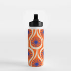 Mid Century Modern Atomic Drops Bright Retro Orange Blue Beige Pattern Water Bottle Gallery Image 2