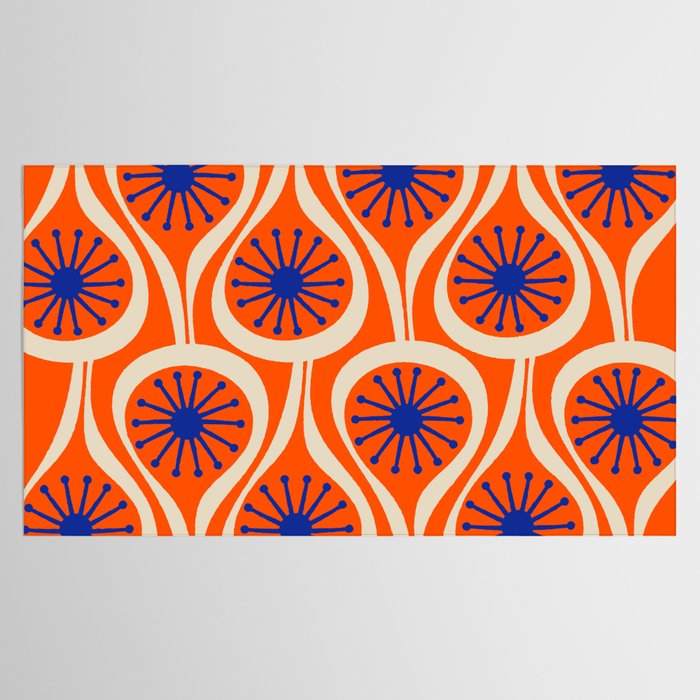 Mid Century Modern Atomic Drops Bright Retro Orange Blue Beige Pattern Tablecloth Gallery Image 2