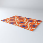 Mid Century Modern Atomic Drops Bright Retro Orange Blue Beige Pattern Rug Gallery Image 3