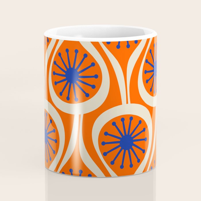 Mid Century Modern Atomic Drops Bright Retro Orange Blue Beige Pattern Coffee Mug Gallery Image 4