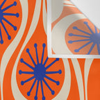 Mid Century Modern Atomic Drops Bright Retro Orange Blue Beige Pattern Wall Tapestry Gallery Image 3
