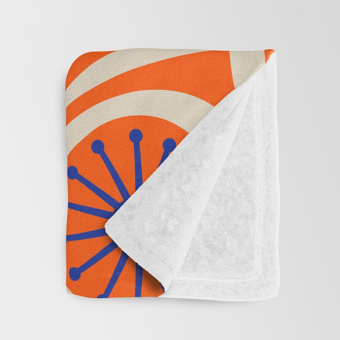 Mid Century Modern Atomic Drops Bright Retro Orange Blue Beige Pattern Throw Blanket Gallery Image 3