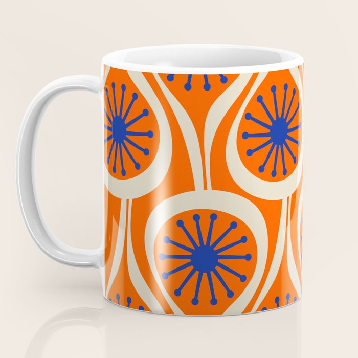 Mid Century Modern Atomic Drops Bright Retro Orange Blue Beige Pattern Coffee Mug Gallery Image 3