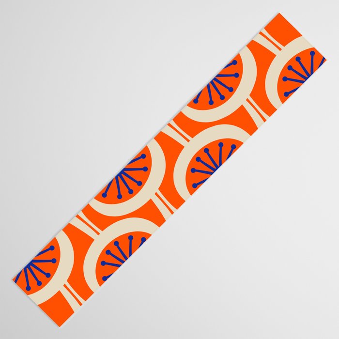 Mid Century Modern Atomic Drops Bright Retro Orange Blue Beige Pattern Table Runner Gallery Image 3