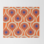 Mid Century Modern Atomic Drops Bright Retro Orange Blue Beige Pattern Throw Blanket Gallery Image 2