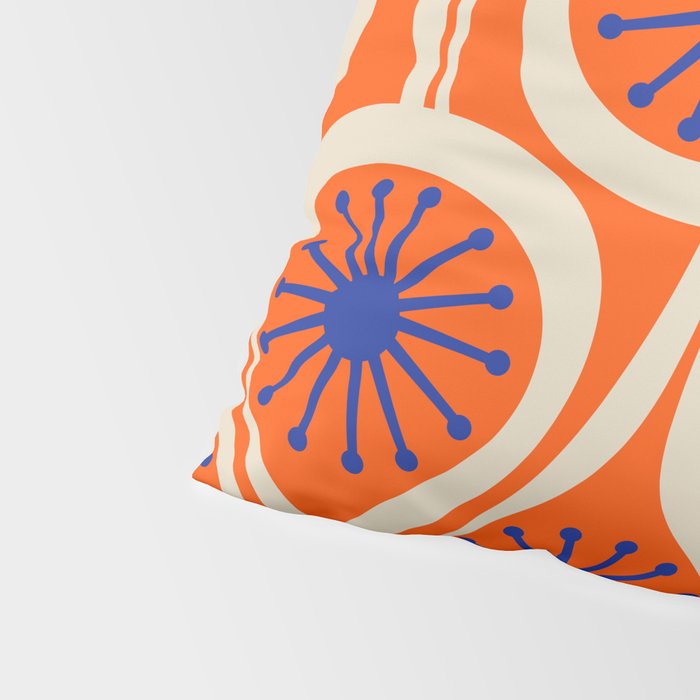 Mid Century Modern Atomic Drops Bright Retro Orange Blue Beige Pattern Pillow Sham Gallery Image 4
