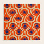 Mid Century Modern Atomic Drops Bright Retro Orange Blue Beige Pattern Wood Wall Art Gallery Image 1