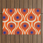 Mid Century Modern Atomic Drops Bright Retro Orange Blue Beige Pattern Outdoor Rug Gallery Image 1