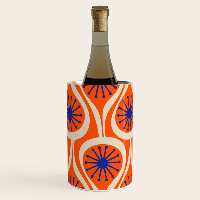 Mid Century Modern Atomic Drops Bright Retro Orange Blue Beige Pattern Wine Chiller Gallery Image 2