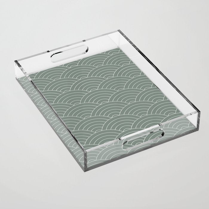 Waves (Linen Green) Acrylic Tray Gallery Image 1