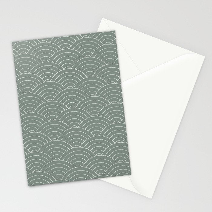 Waves (Linen Green) Stationery Card Gallery Image 2