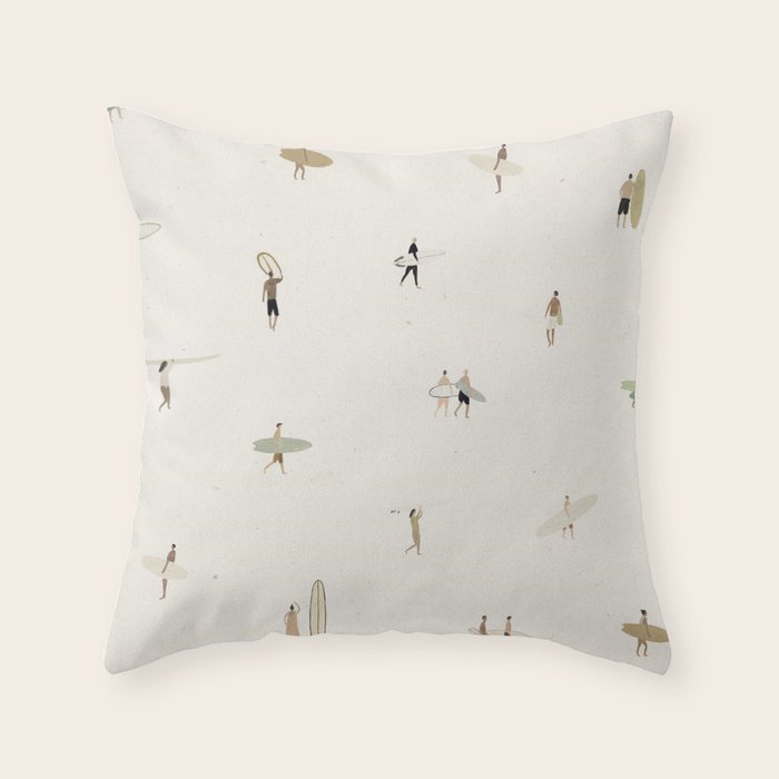 Tiny Surfers Throw Pillow Gallery Image 1
