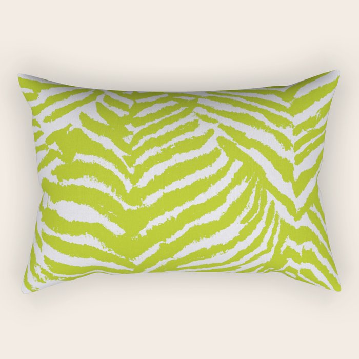 Lime Zest Zebra Pattern Rectangular Pillow Gallery Image 1