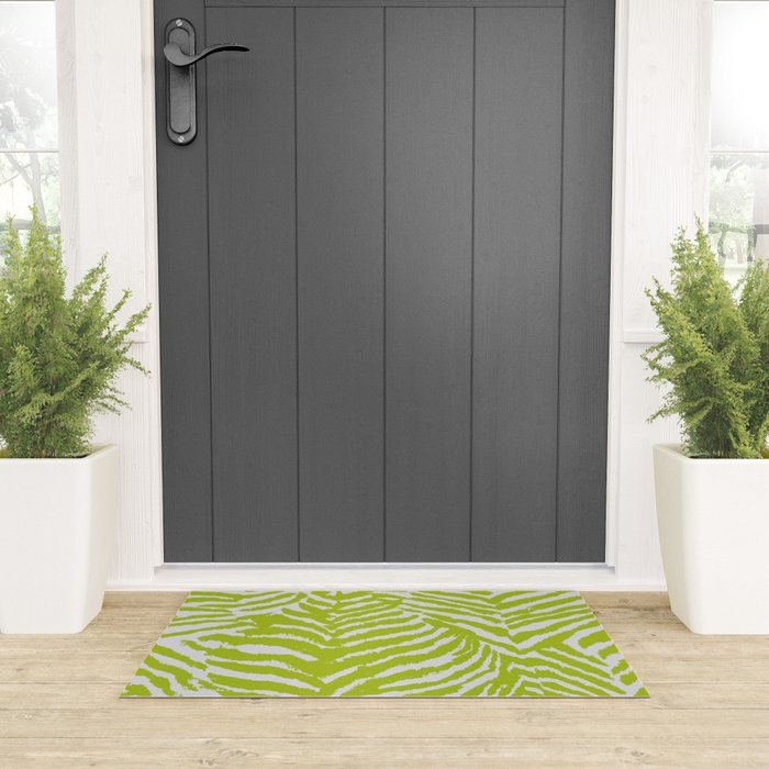Lime Zest Zebra Pattern Welcome Mat Gallery Image 3