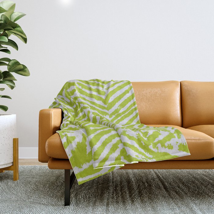 Lime Zest Zebra Pattern Throw Blanket Gallery Image 1