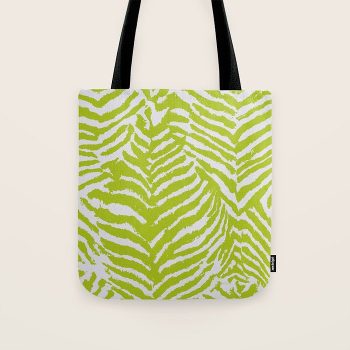 Lime Zest Zebra Pattern Tote Bag Gallery Image 1
