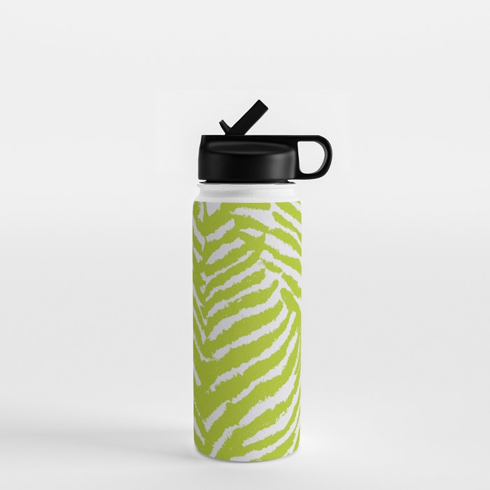 Lime Zest Zebra Pattern Water Bottle Gallery Image 1