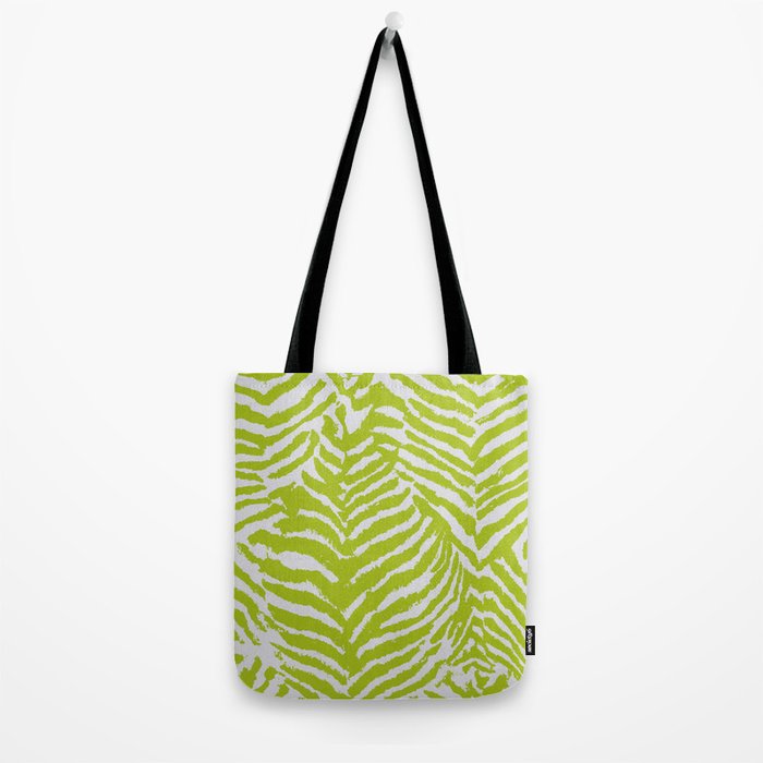 Lime Zest Zebra Pattern Tote Bag Gallery Image 2