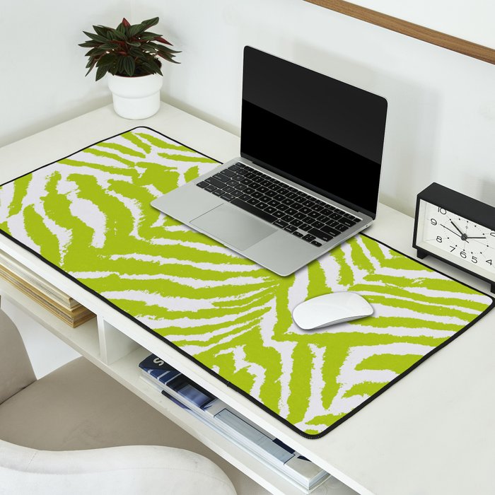 Lime Zest Zebra Pattern Desk Mat Gallery Image 2