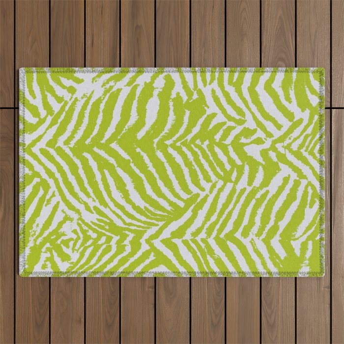 Lime Zest Zebra Pattern Outdoor Rug Gallery Image 1