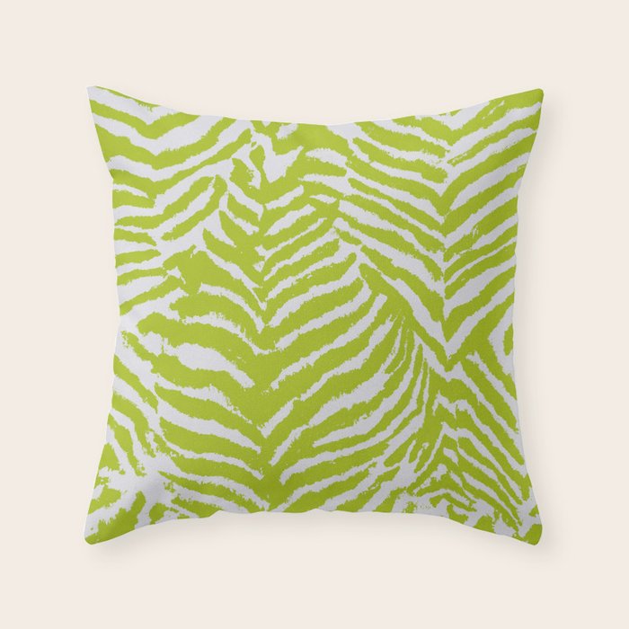 Lime Zest Zebra Pattern Throw Pillow Gallery Image 1