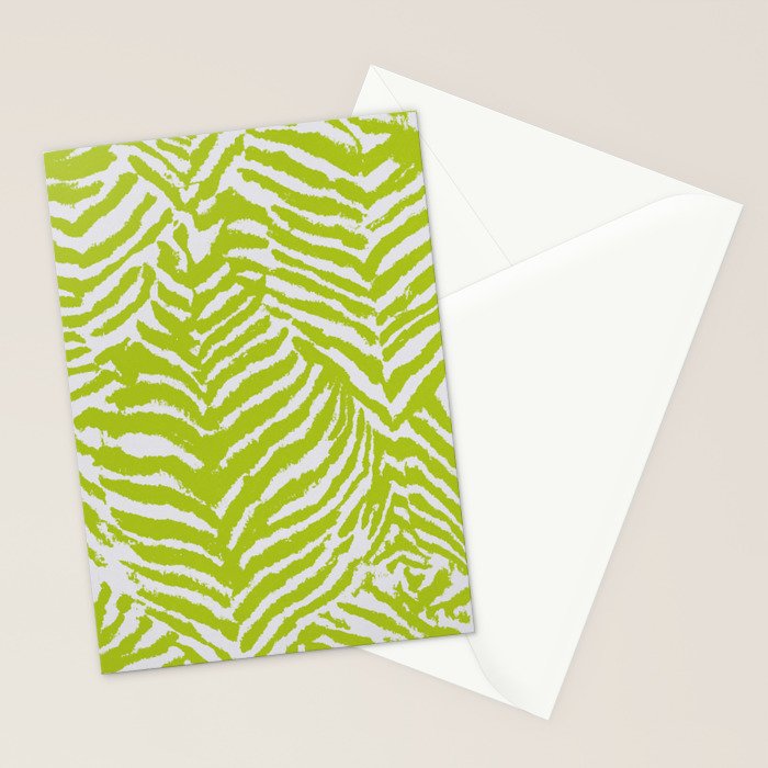 Lime Zest Zebra Pattern Stationery Card Gallery Image 2