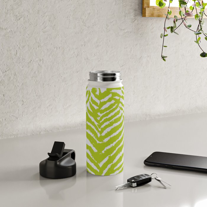 Lime Zest Zebra Pattern Water Bottle Gallery Image 4