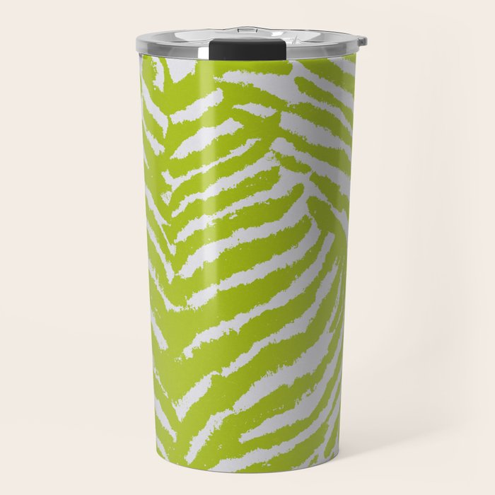 Lime Zest Zebra Pattern Travel Mug Gallery Image 1